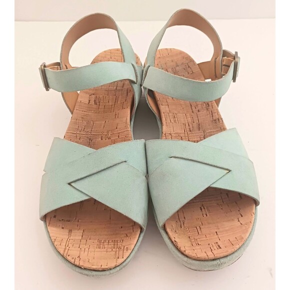 Kork Ease Myrna Lt Blue Suede 2.0 Platform Wedge Sandal w Ankle Strap Sz 11M - Picture 2 of 12